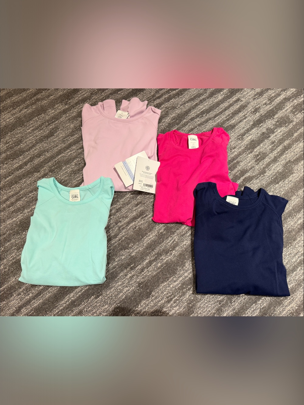 4 Athleta Girl Tops - Light Pink, Hot Pink, Mint, Navy